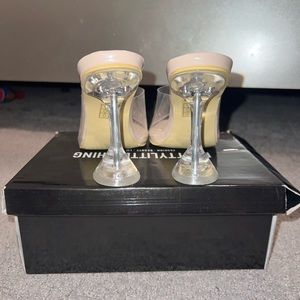 PLT nude Perspex mules
